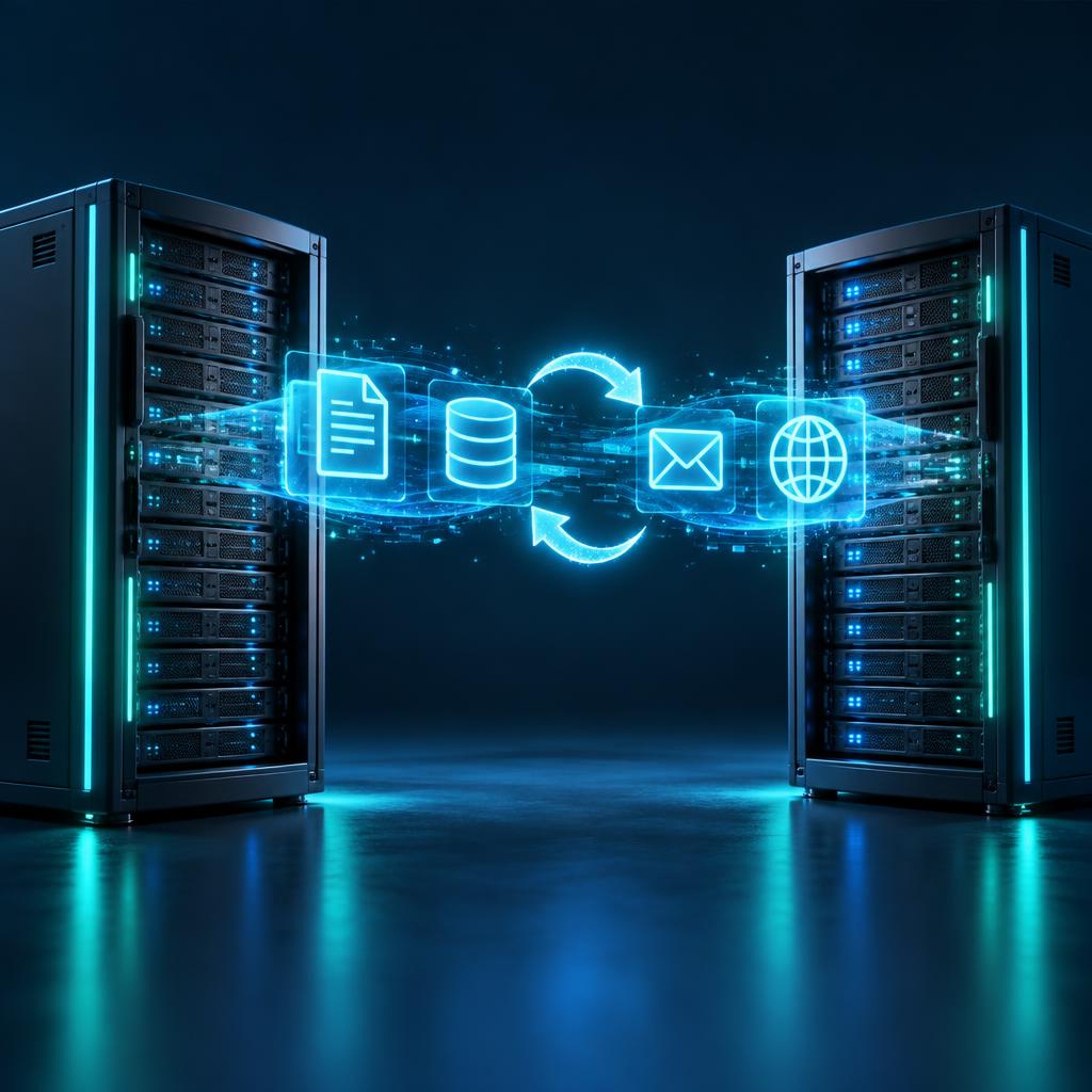 انتقال فایل، دیتابیس، ایمیل و DNS بین دو سرور